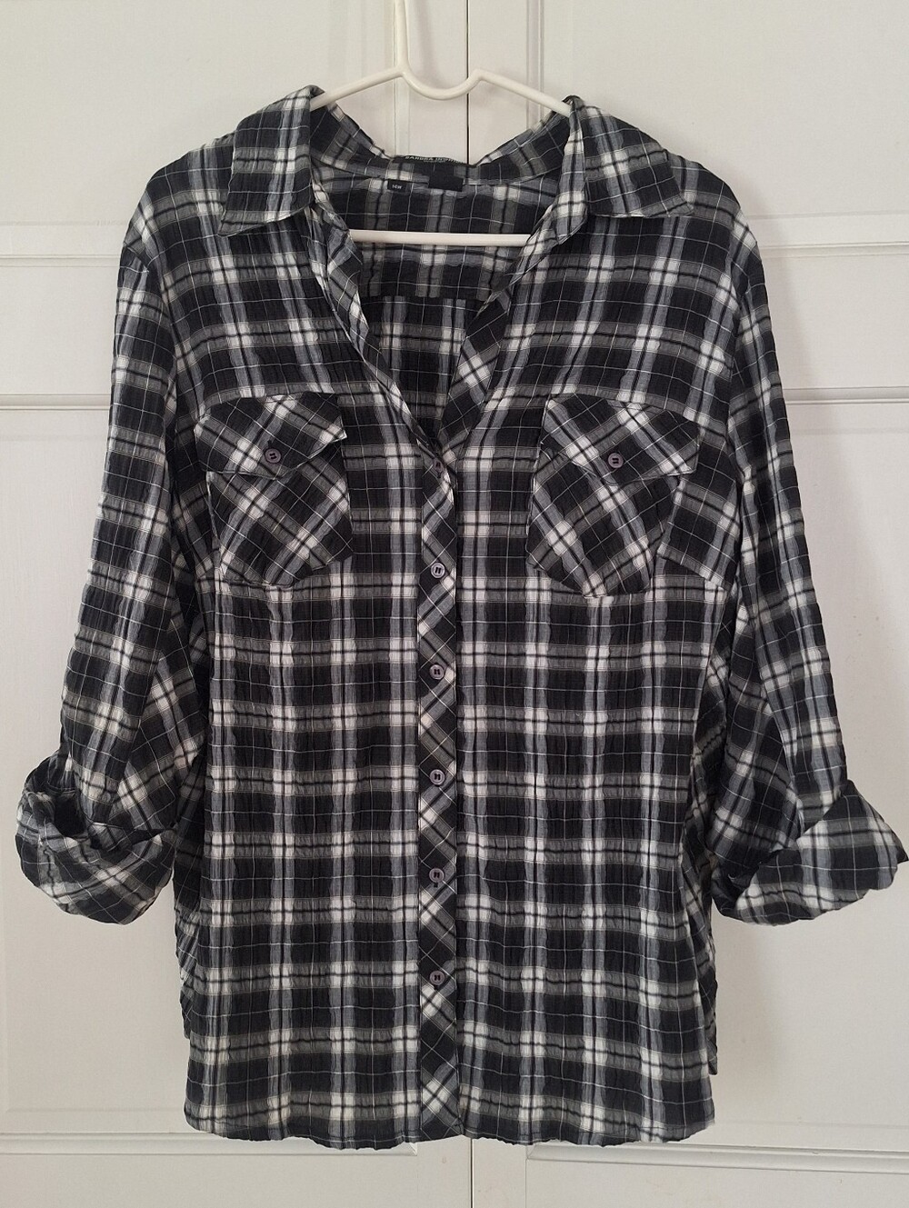 Sandra Ingrish plaid button-down shirt